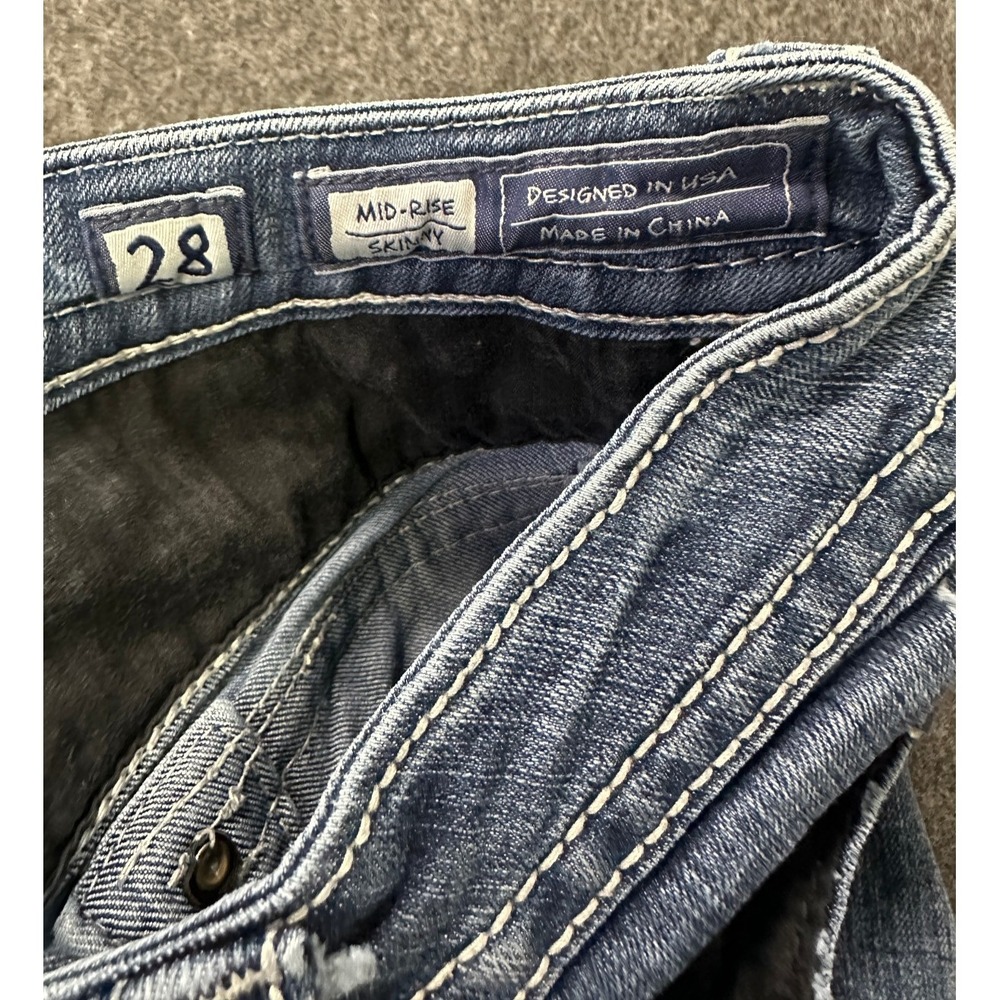 Miss Me Mid Rise Skinny Jeans Size 28 Zebra Sequin Studded Flap Pocket Denim - Picture 9 of 16